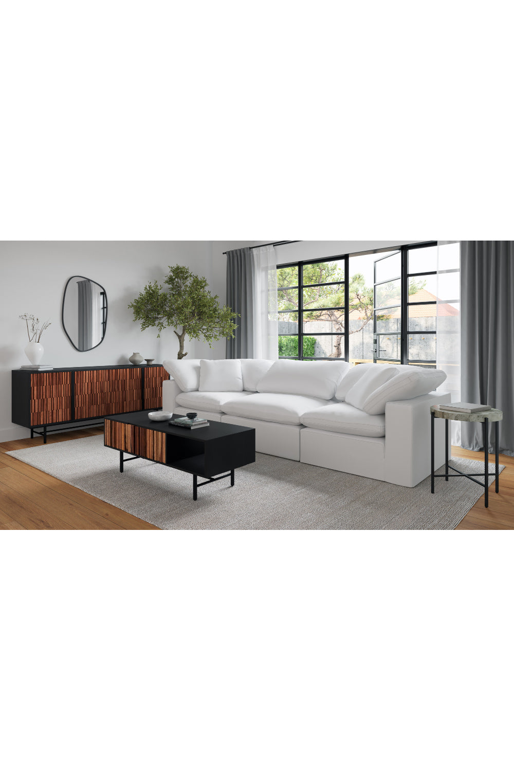 Modern European furniture - Reeded Wood 4-Door Sideboard - www.oroa.com