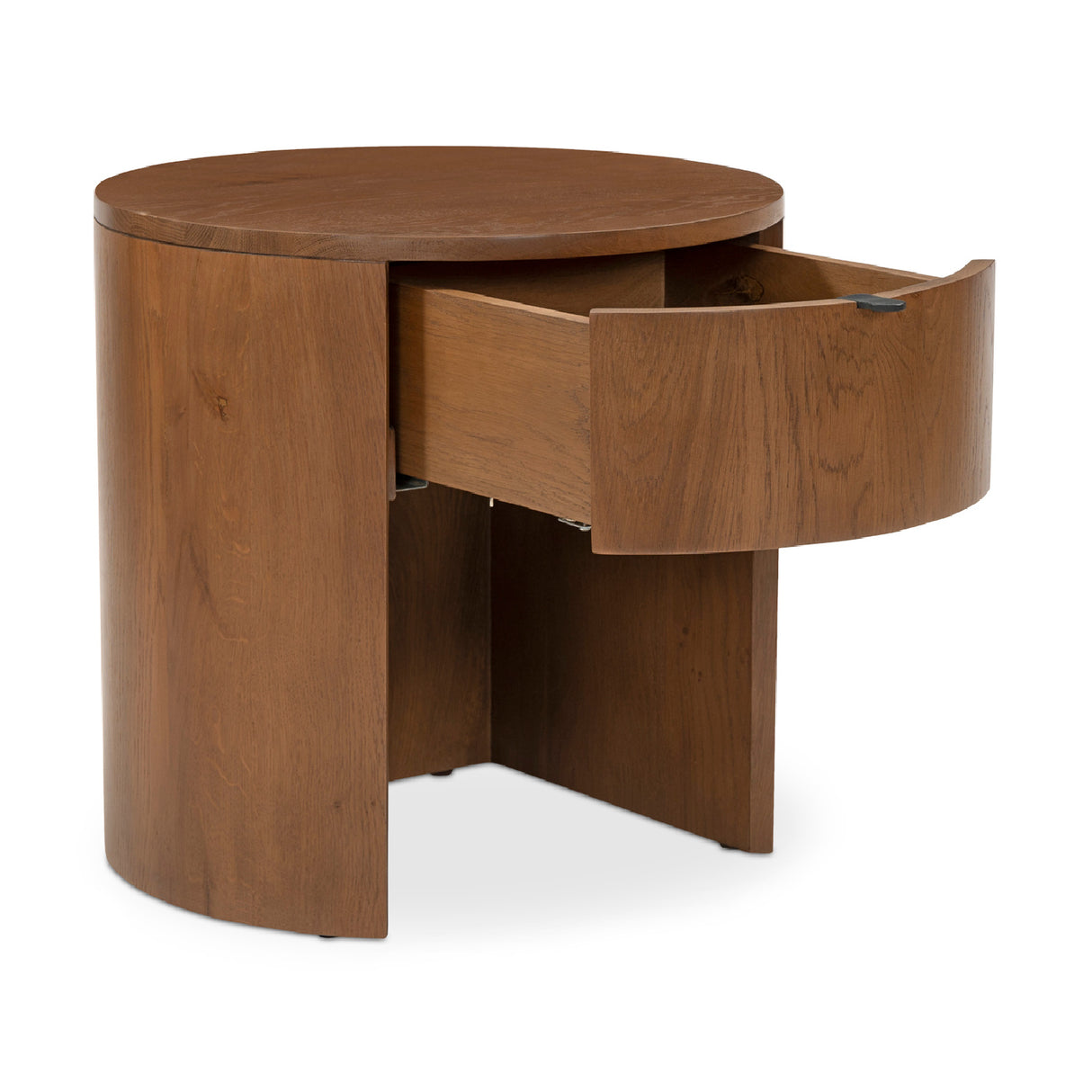 Modern European furniture - Oak Round 1-Drawer Nightstand - www.oroa.com