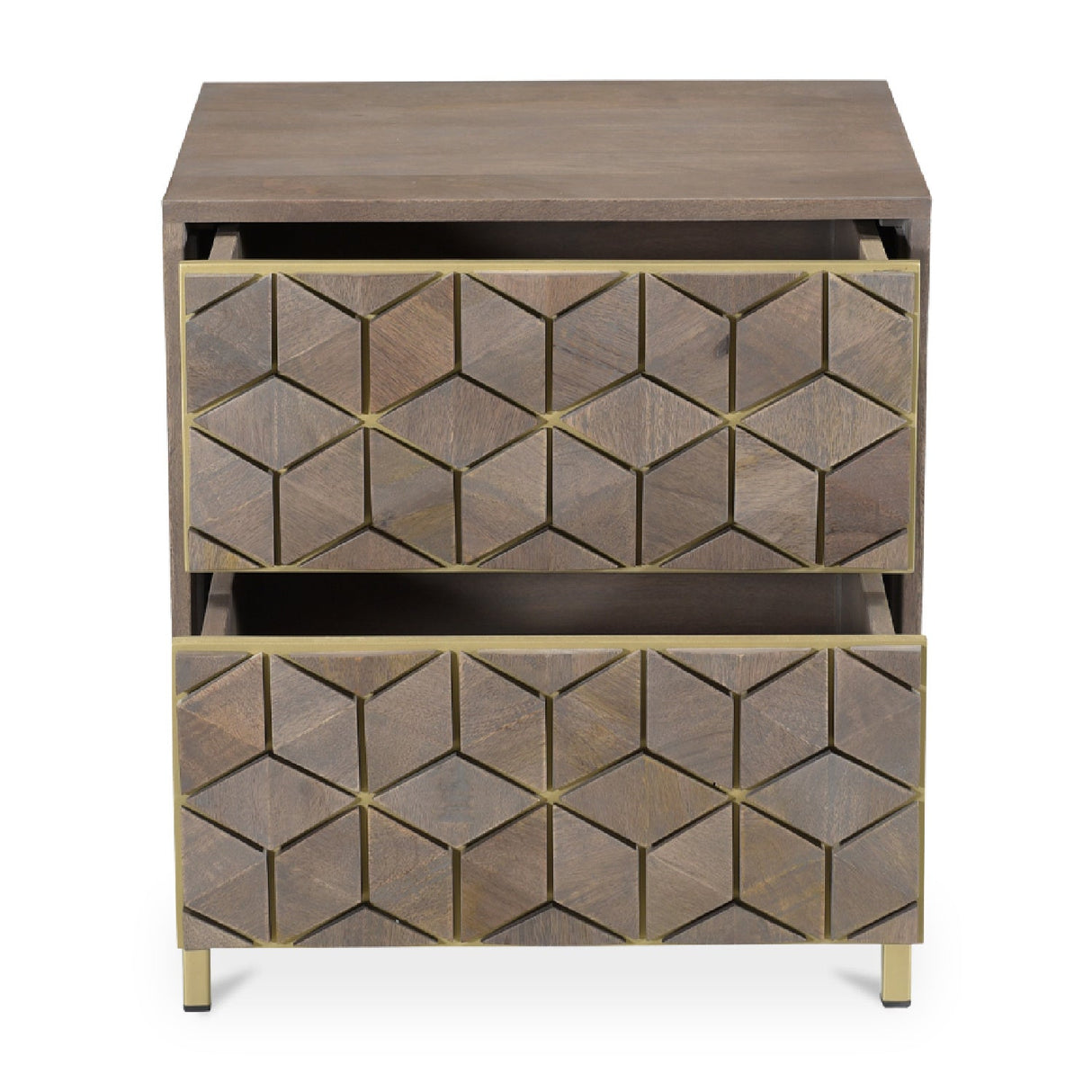 Modern European furniture - Gray Patterned 2-Drawer Nightstand - www.oroa.com