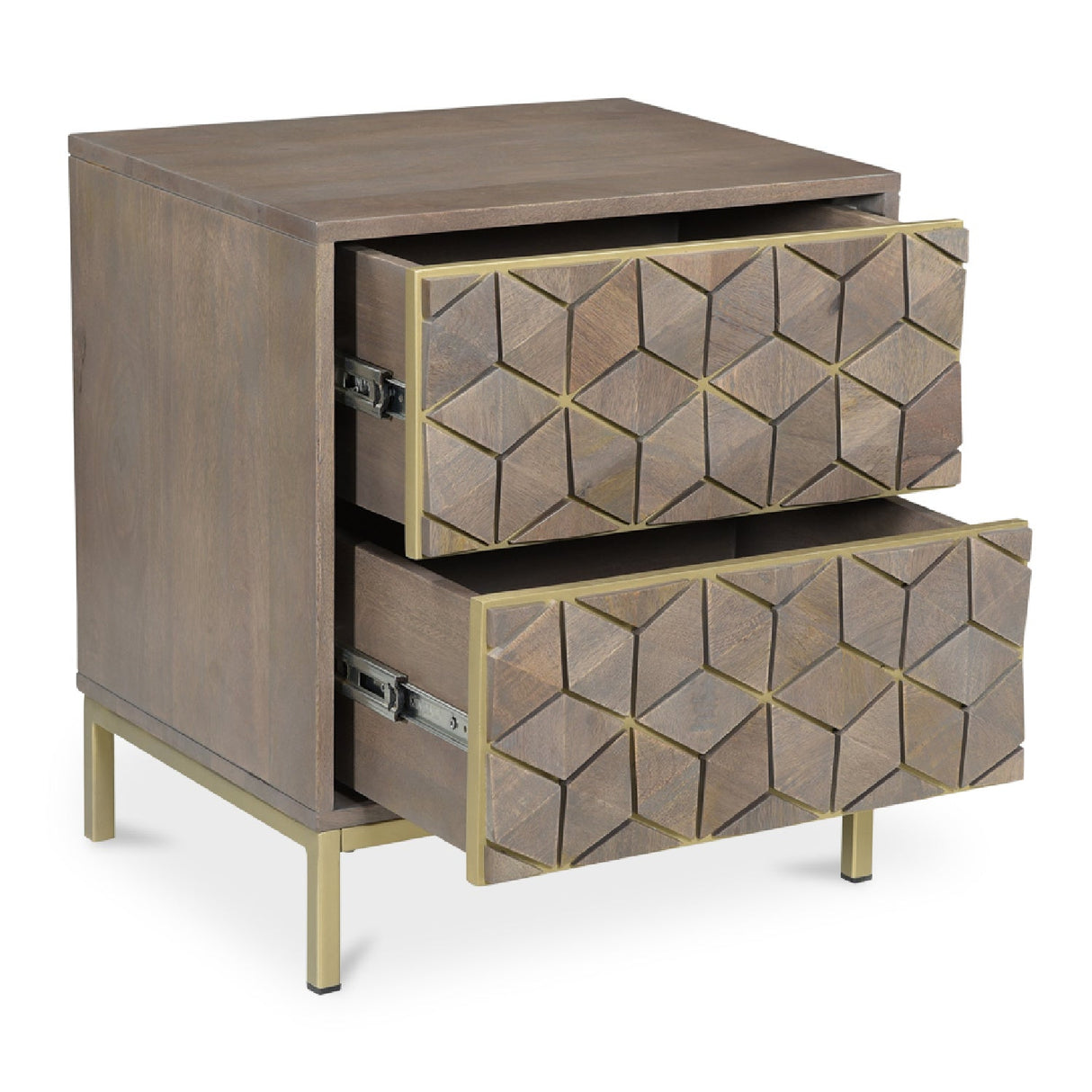 Modern European furniture - Gray Patterned 2-Drawer Nightstand - www.oroa.com