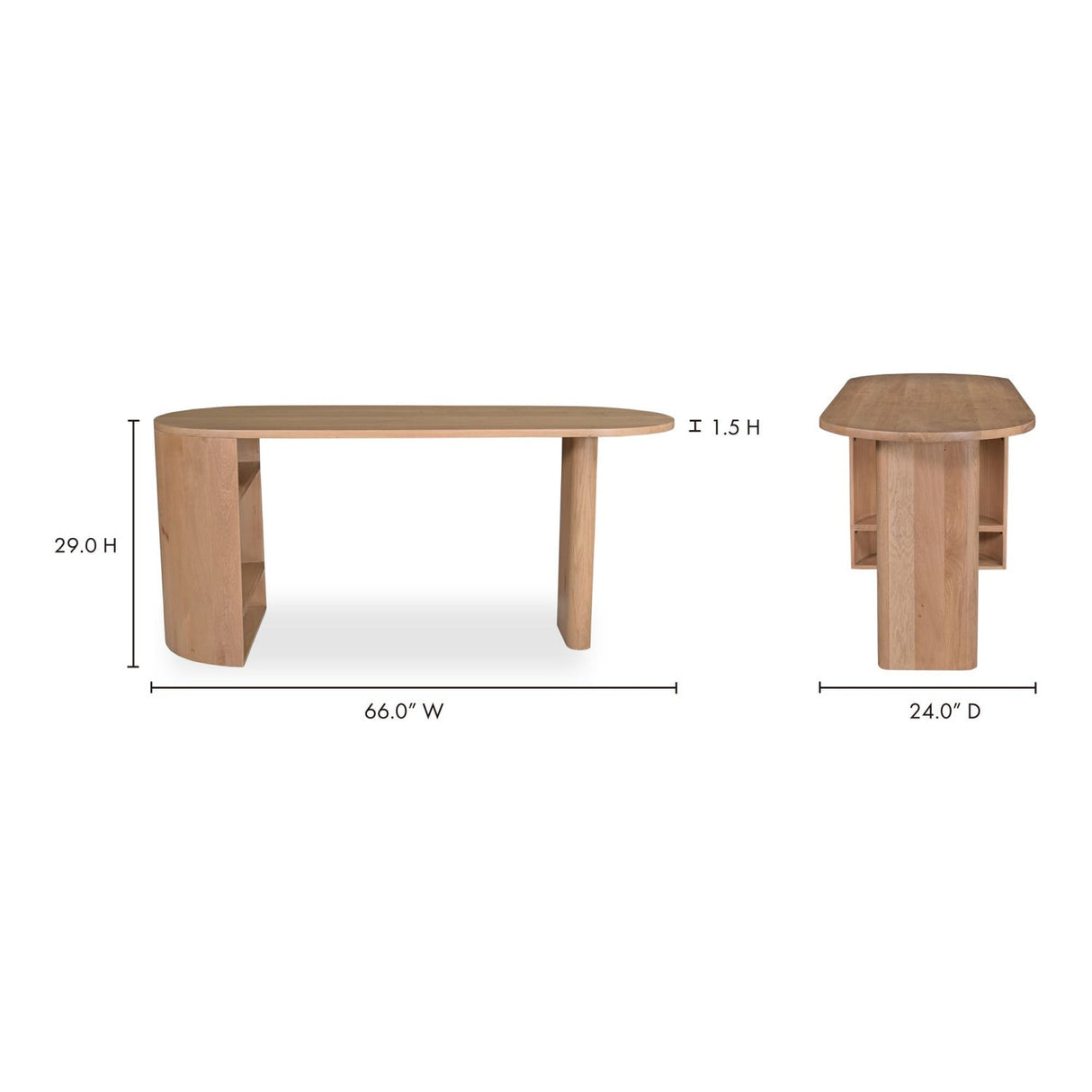 Modern European furniture - Natural Oak 3-Open Shelf Desk - www.oroa.com