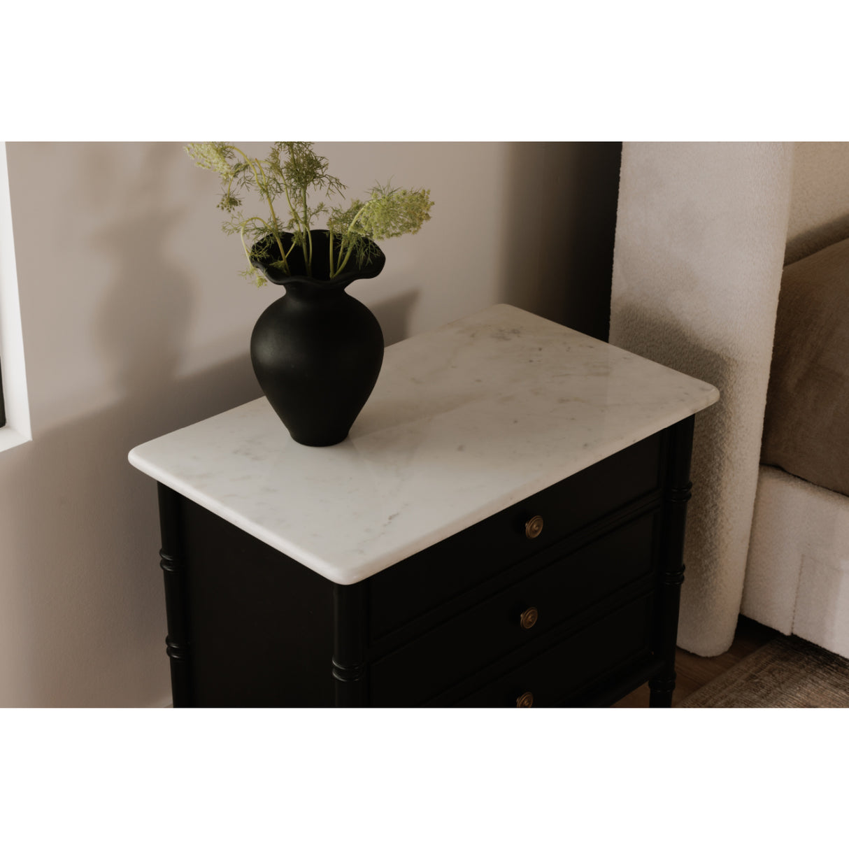 Modern European furniture - Black 3-Drawer Nightstand - www.oroa.com
