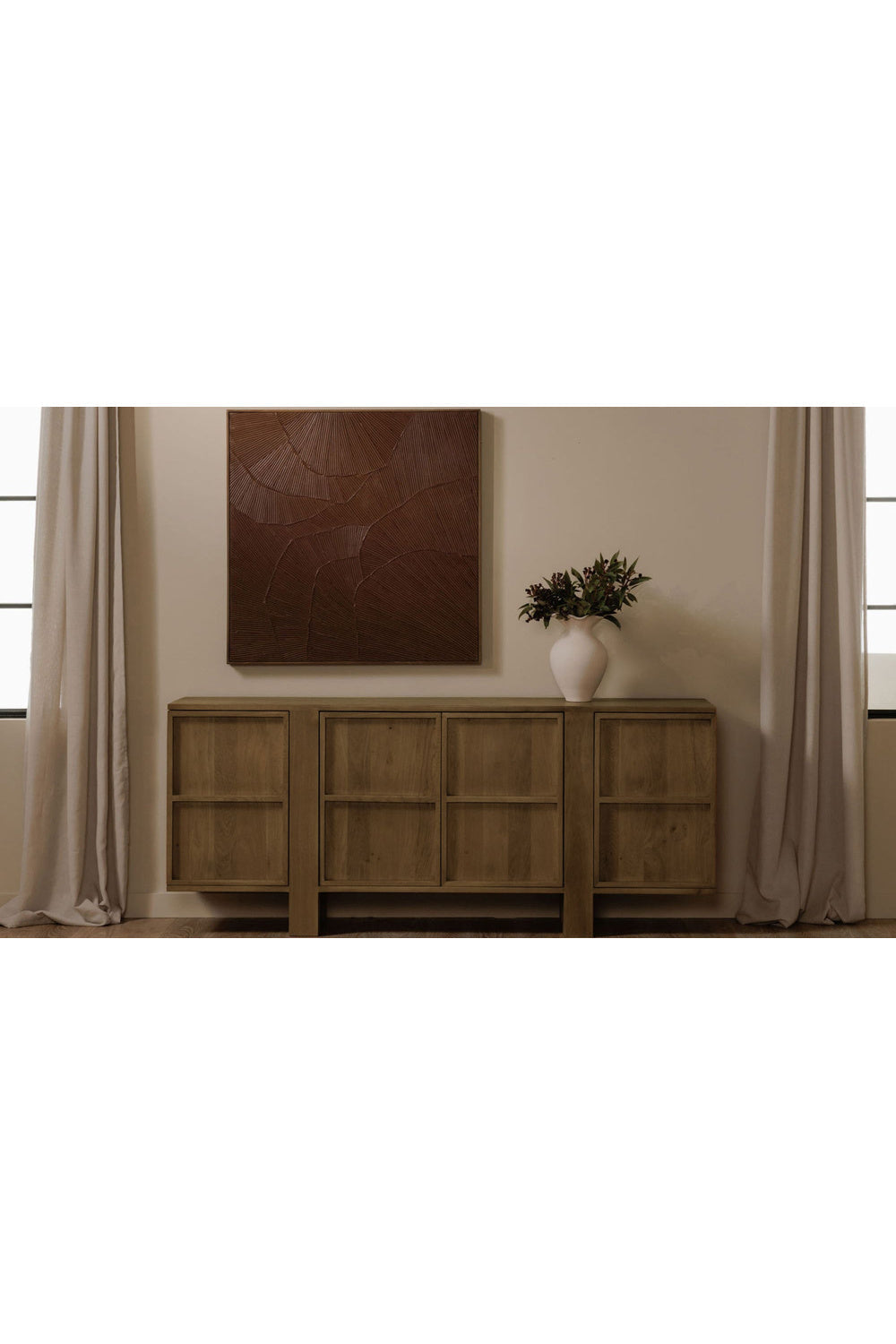 Modern European furniture - Japandi Oak 4-Door Sideboard - www.oroa.com