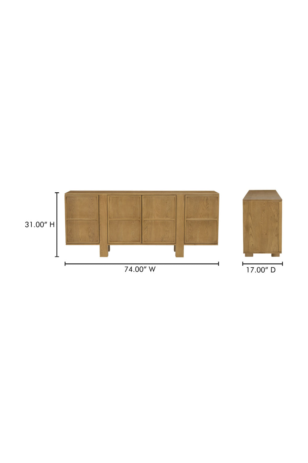 Modern European furniture - Japandi Oak 4-Door Sideboard - www.oroa.com