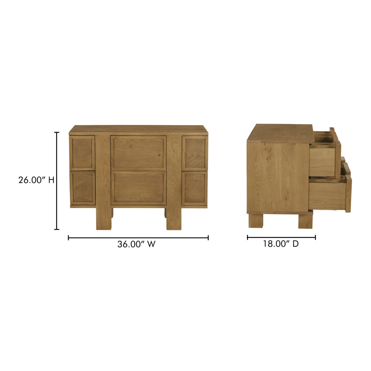 Modern European furniture - Oak 6-Drawer Nightstand - www.oroa.com