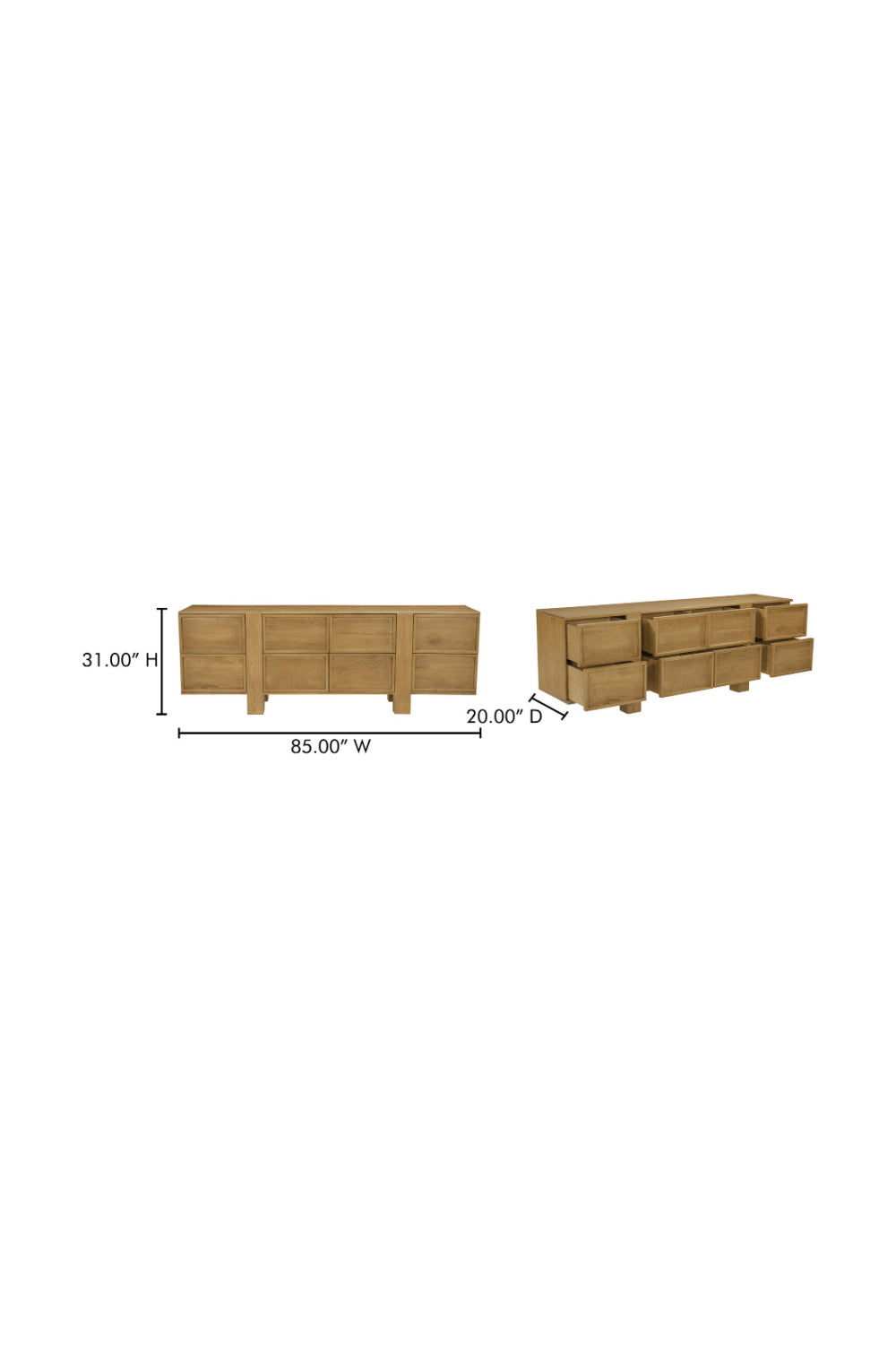 Modern European furniture - Japandi Oak 8-Drawer Dresser - www.oroa.com