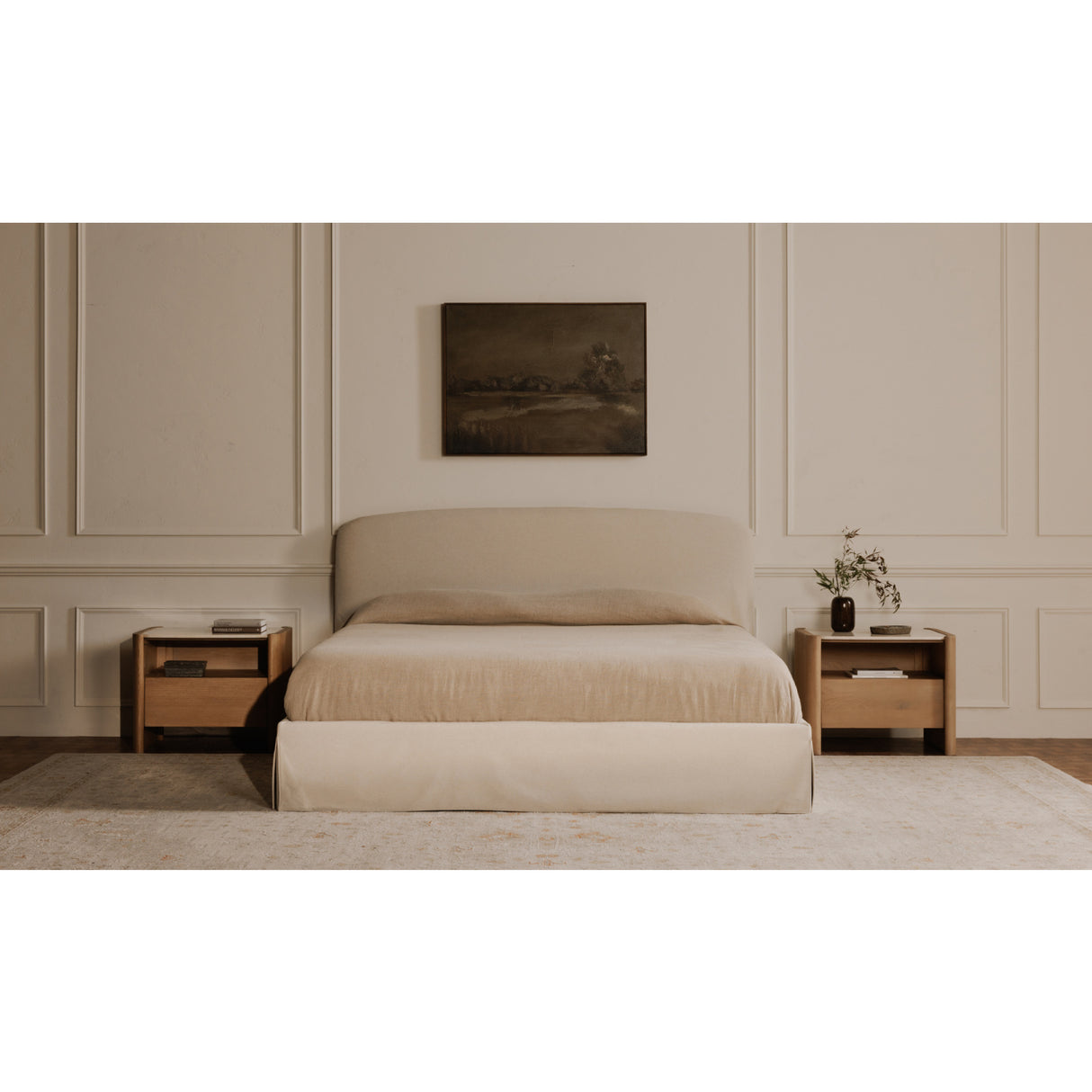 Modern European furniture - Marble Top Oak Nightstand - www.oroa.com