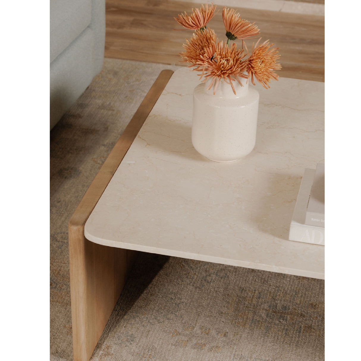 Modern European furniture - Marble Top Oak Coffee Table - www.oroa.com