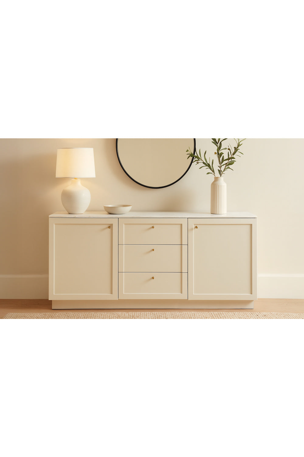 Modern European furniture - Marble Top Wooden Sideboard - www.oroa.com