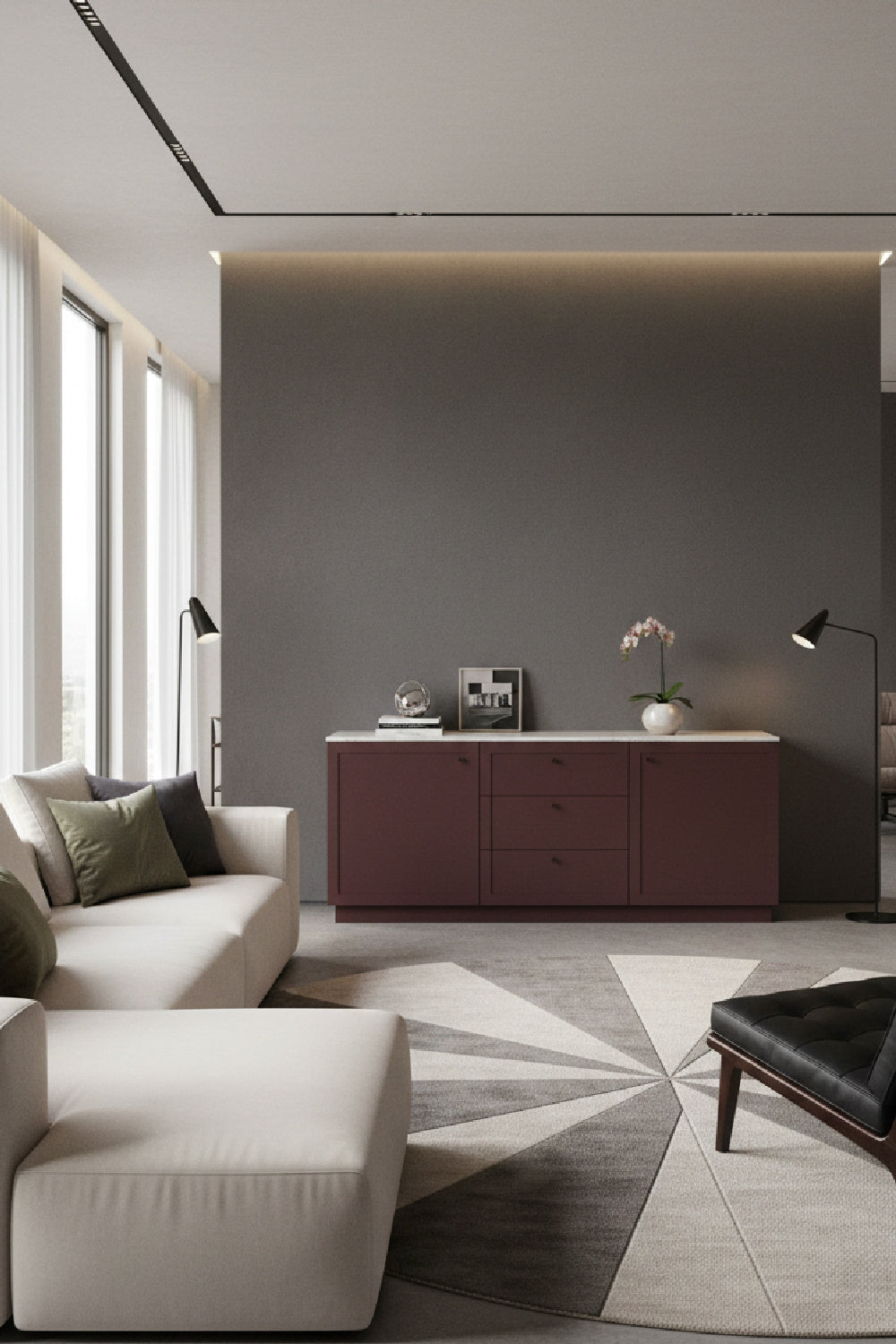 Modern European furniture - Marble Top Wooden Sideboard - www.oroa.com