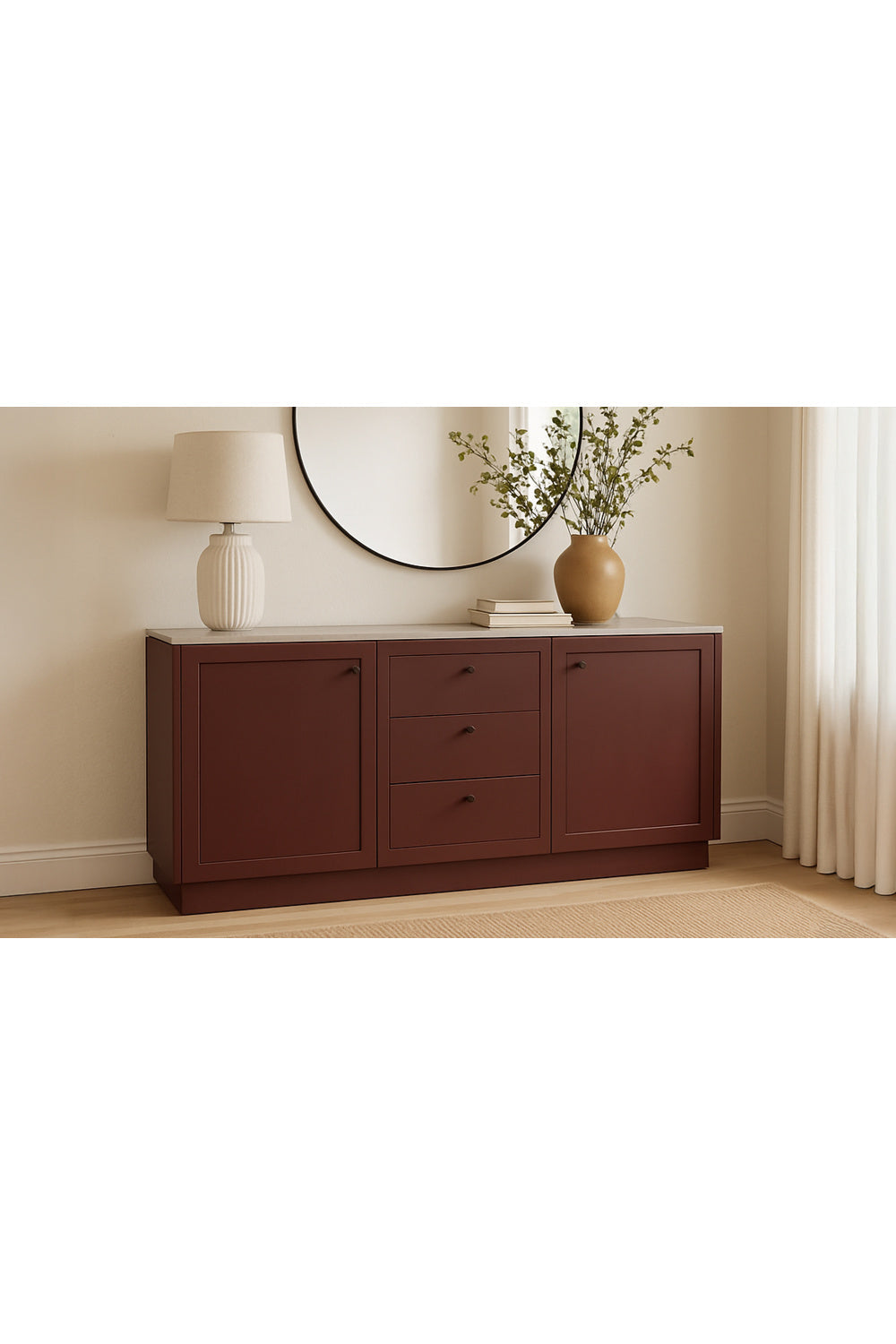 Modern European furniture - Marble Top Wooden Sideboard - www.oroa.com