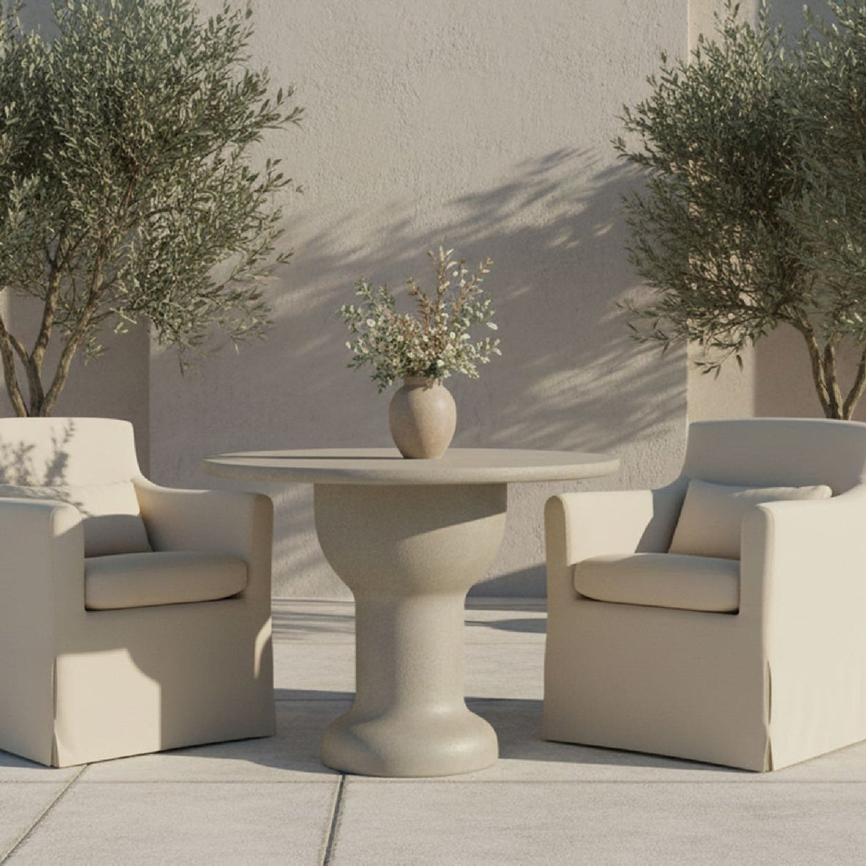 Modern European furniture - Cream Concrete Outdoor Coffee Table - www.oroa.com