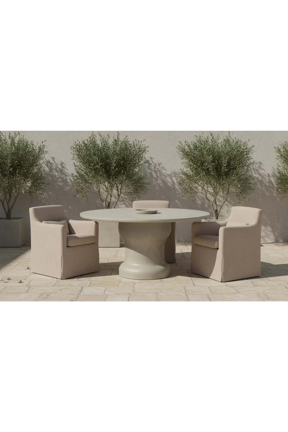 Modern European furniture - Cream Concrete Outdoor Dining Table - www.oroa.com