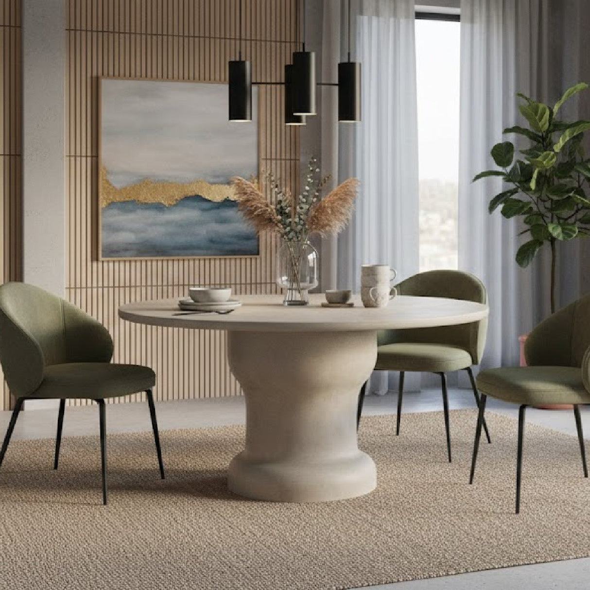 Modern European furniture - Cream Concrete Outdoor Dining Table - www.oroa.com