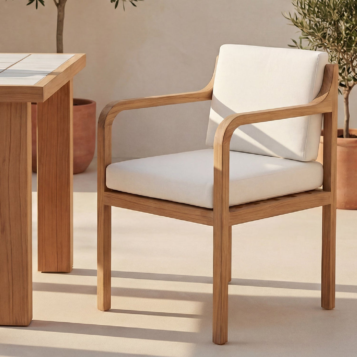 Modern European furniture - White Padded Outdoor Dining Chair - www.oroa.com