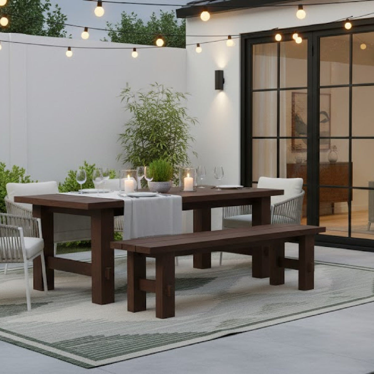 Modern European furniture - Slatted Teak Outdoor Dining Bench - www.oroa.com