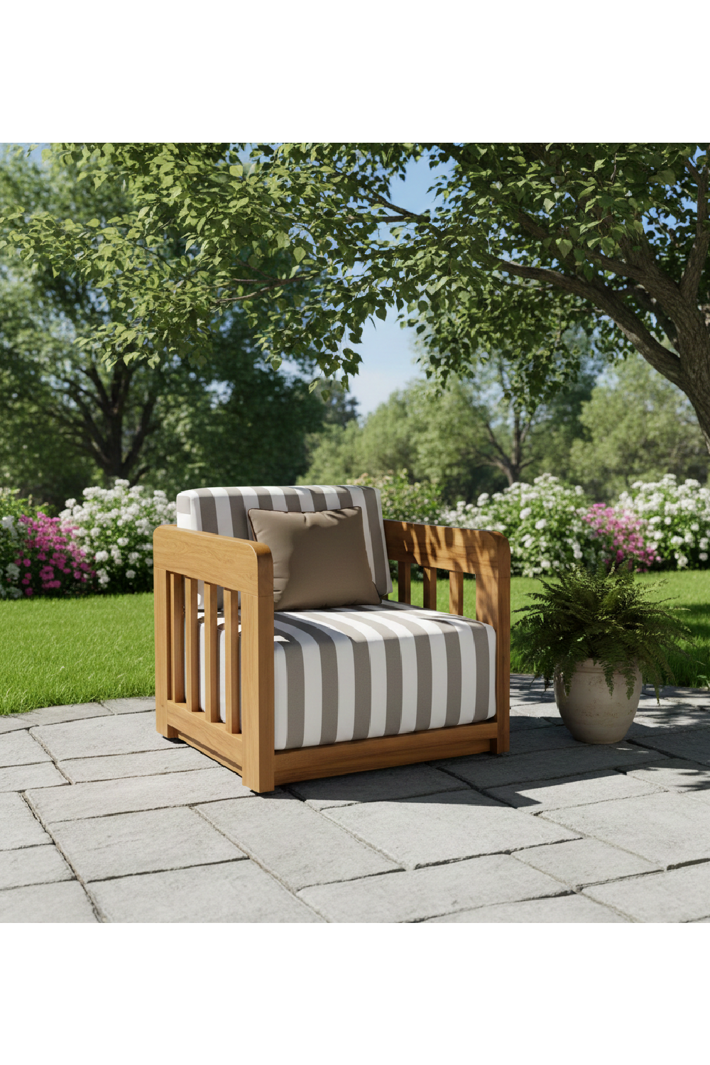 Modern European furniture - Brown Stripe Outdoor Accent Chair - www.oroa.com