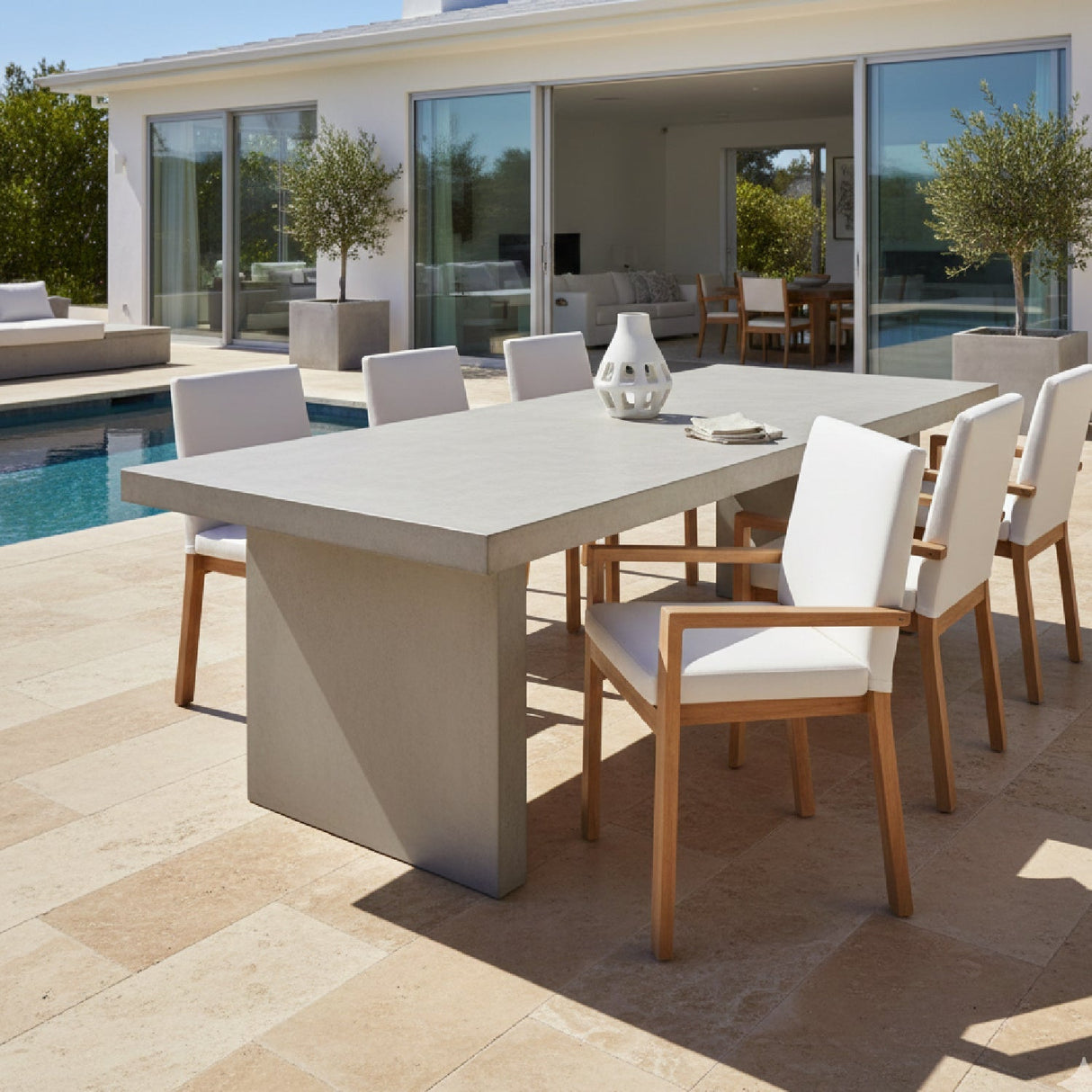 Modern European furniture - White Cushioned Outdoor Dining Chair - www.oroa.com