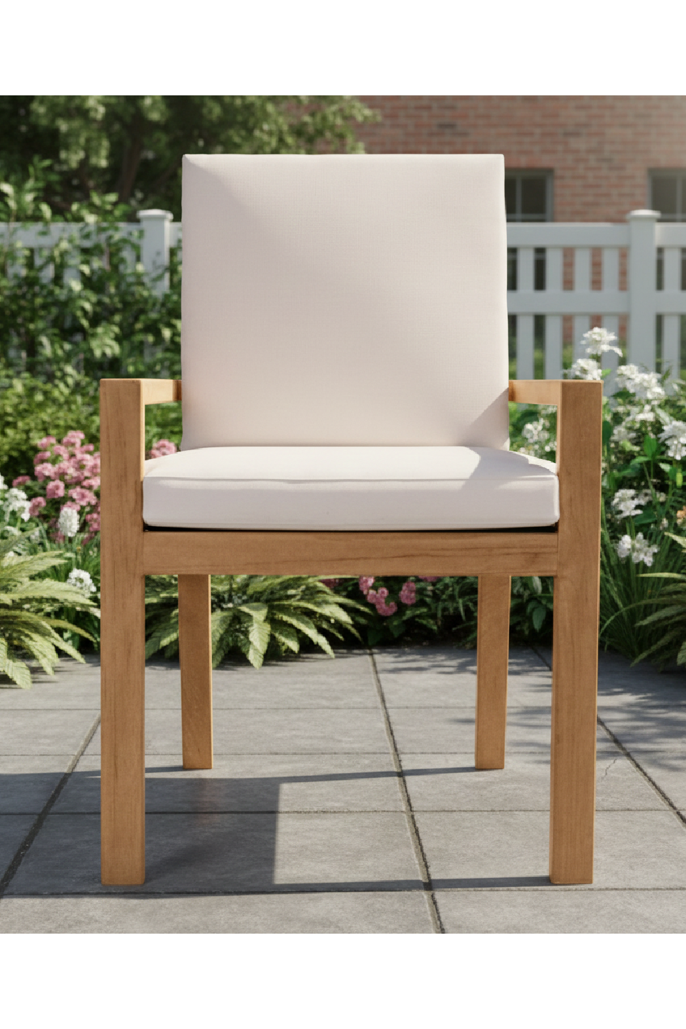 Modern European furniture - White Cushioned Outdoor Dining Chair - www.oroa.com