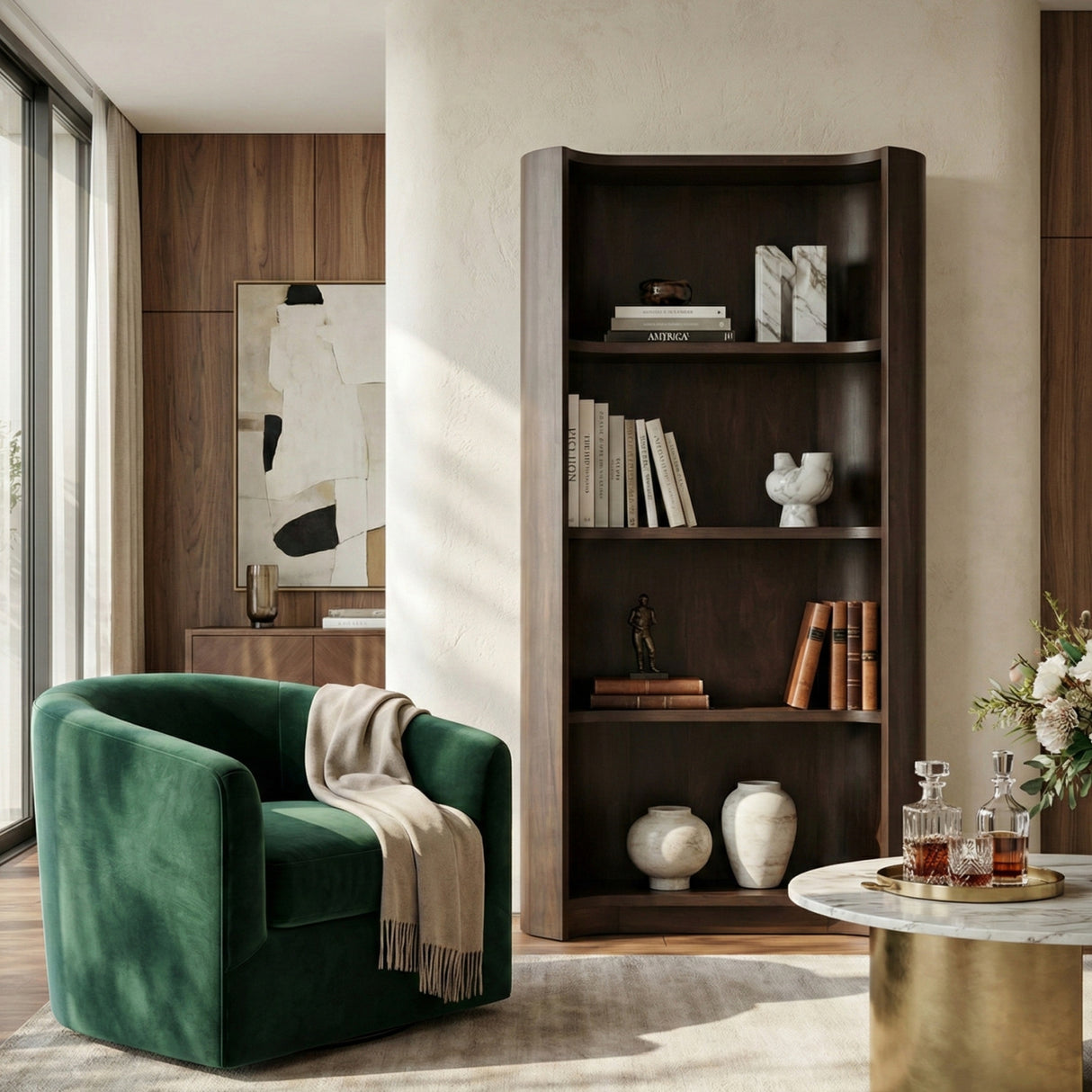 Solid Mahogany Bookcase | Novi Living Nera | Oroa.com