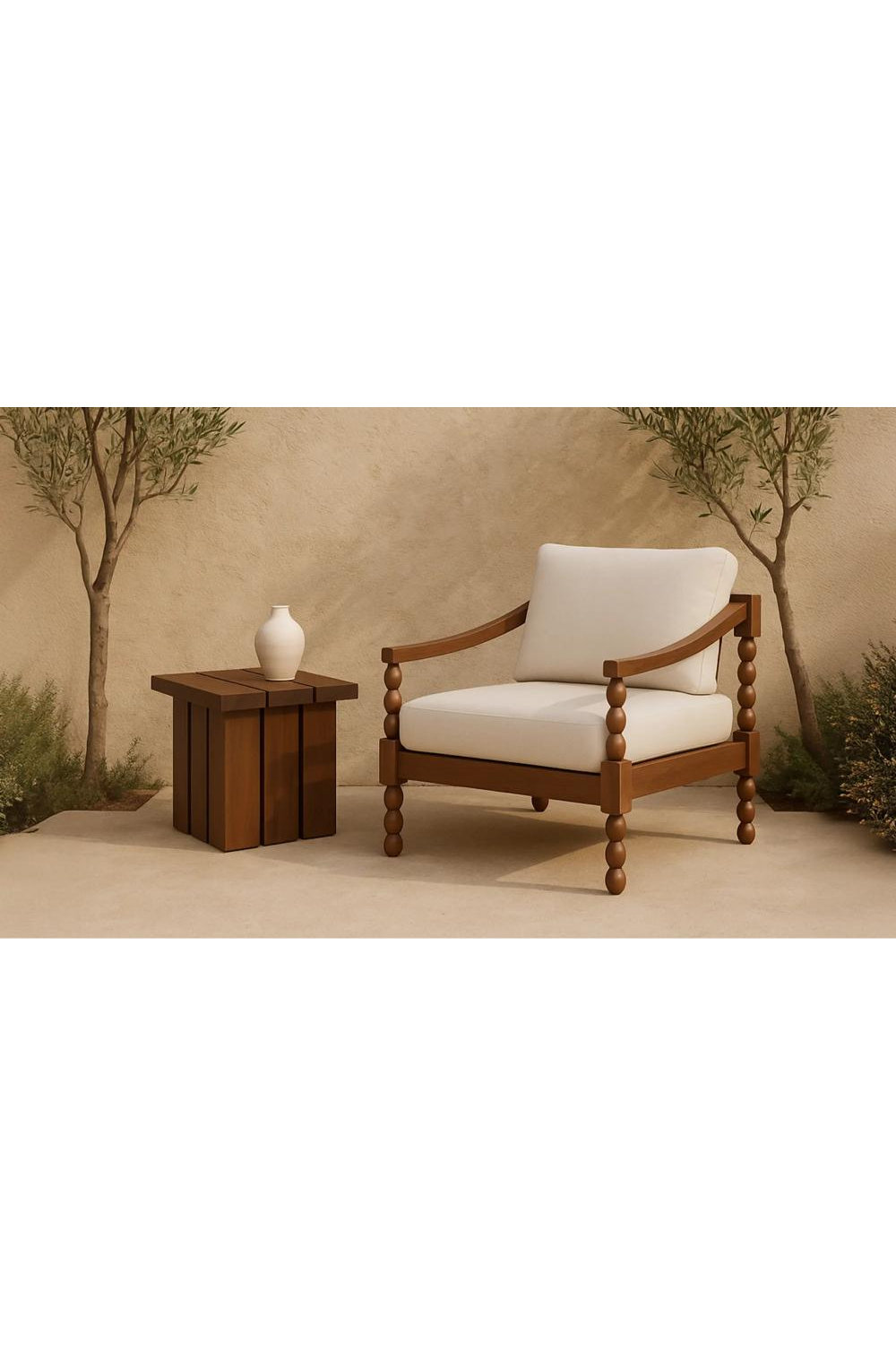Modern European furniture - Slatted Teak Outdoor Side Table - www.oroa.com