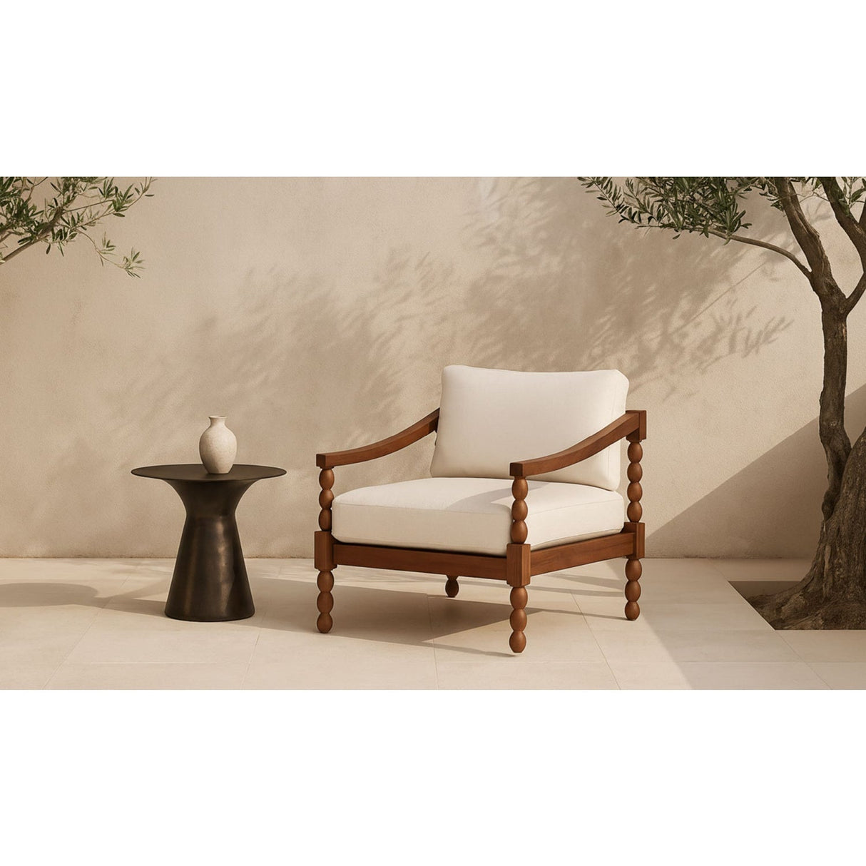 Modern European furniture - Turned-Leg Teak Outdoor Accent Chair - www.oroa.com