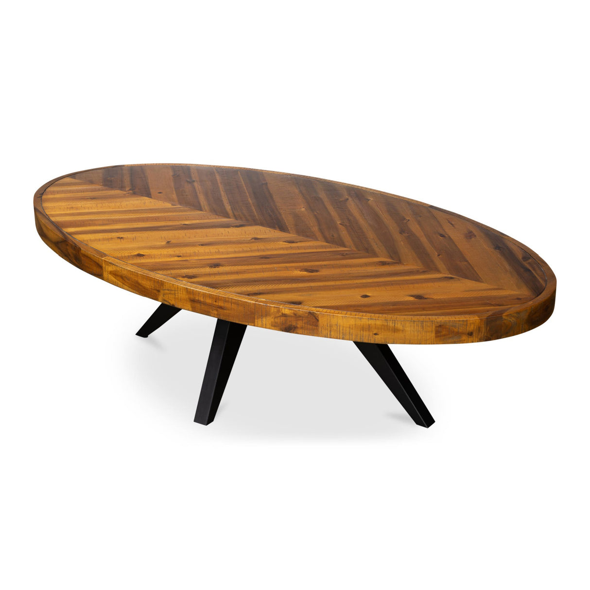 Modern European furniture - Acacia Parquet Oval Coffee Table - www.oroa.com | Oroa.com