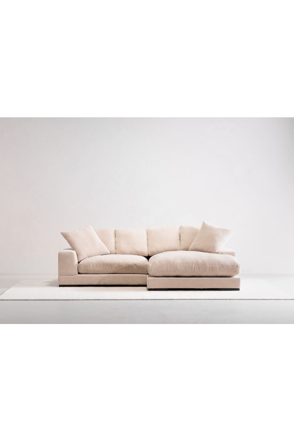 Modern European furniture - White Ribbed Fabric Sectional Sofa - www.oroa.com