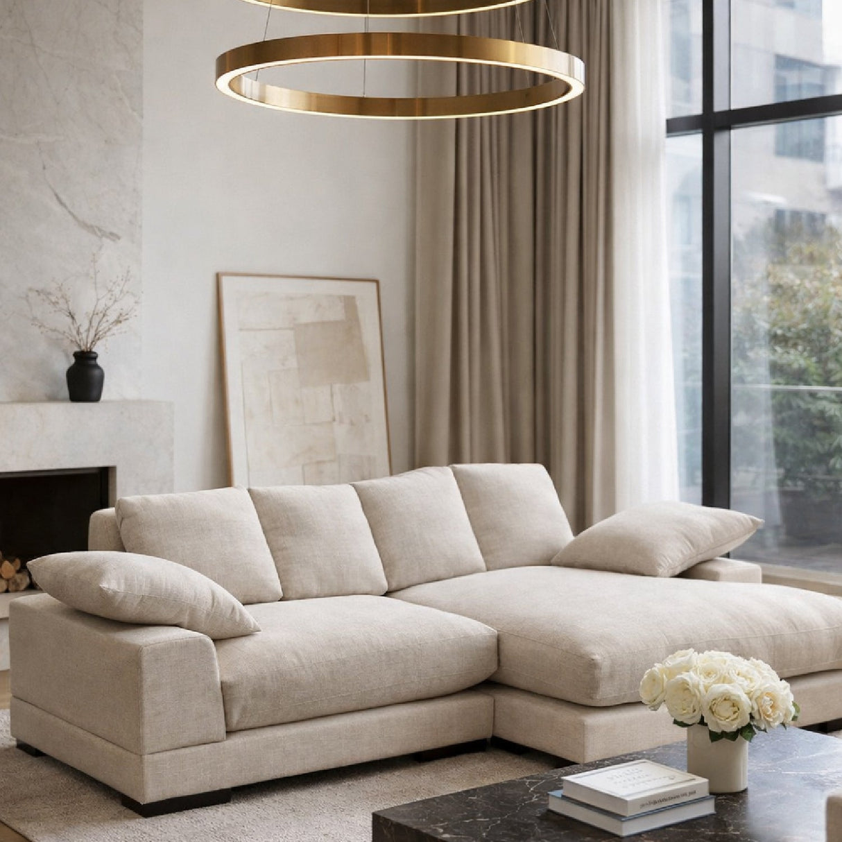 Gray Sectional Sofa – Plunge – angled view