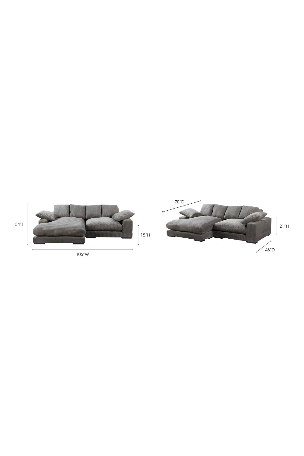 Corduroy Sectional Sofa | Novi Living Plunge | Oroa.com