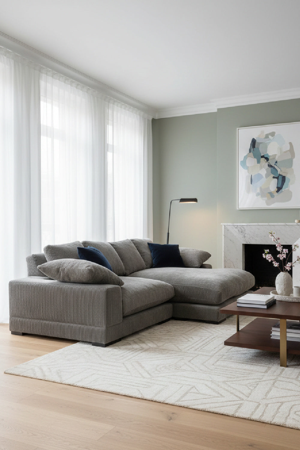 Modern European furniture - Corduroy Sectional Sofa - www.oroa.com