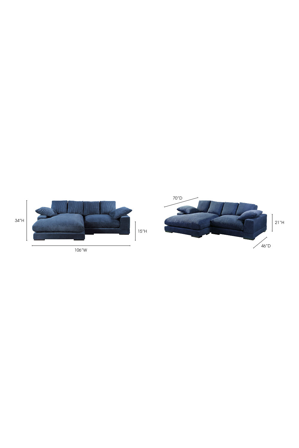 Corduroy Sectional Sofa | Novi Living Plunge | Oroa.com
