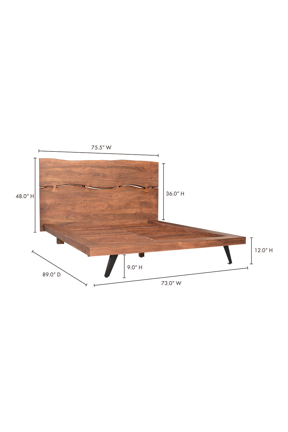 Modern European furniture - Acacia Organic-Edge Headboard Bed - www.oroa.com