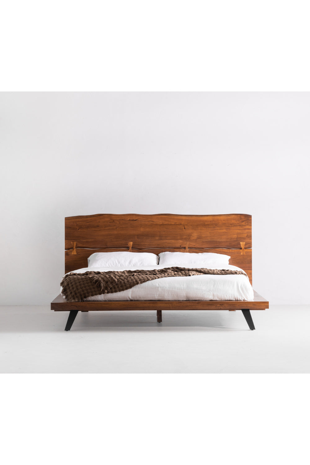 Modern European furniture - Acacia Organic-Edge Headboard Bed - www.oroa.com