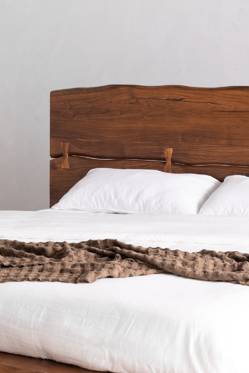 Modern European furniture - Acacia Organic-Edge Headboard Bed - www.oroa.com