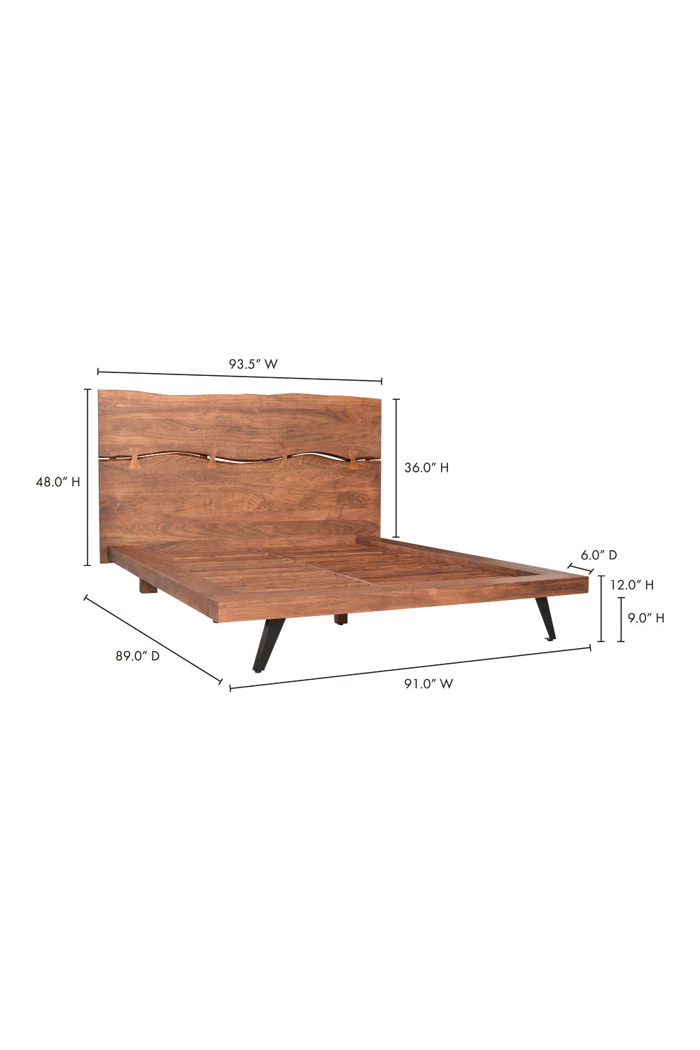 Modern European furniture - Acacia Organic-Edge Headboard Bed - www.oroa.com