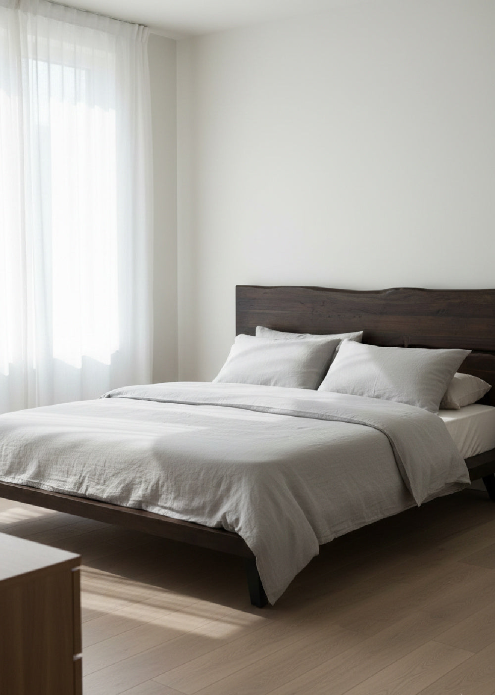 Modern European furniture - Brown Solid Acacia Bed - www.oroa.com