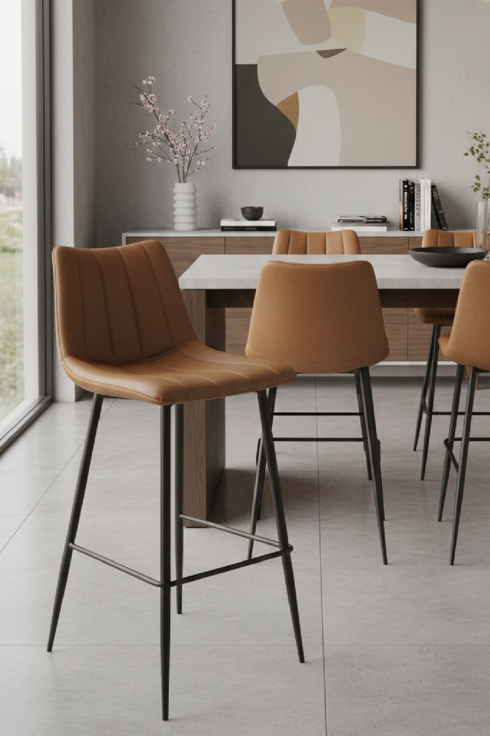 Modern European furniture - Vertical Stitched Bar Stools (2) - www.oroa.com