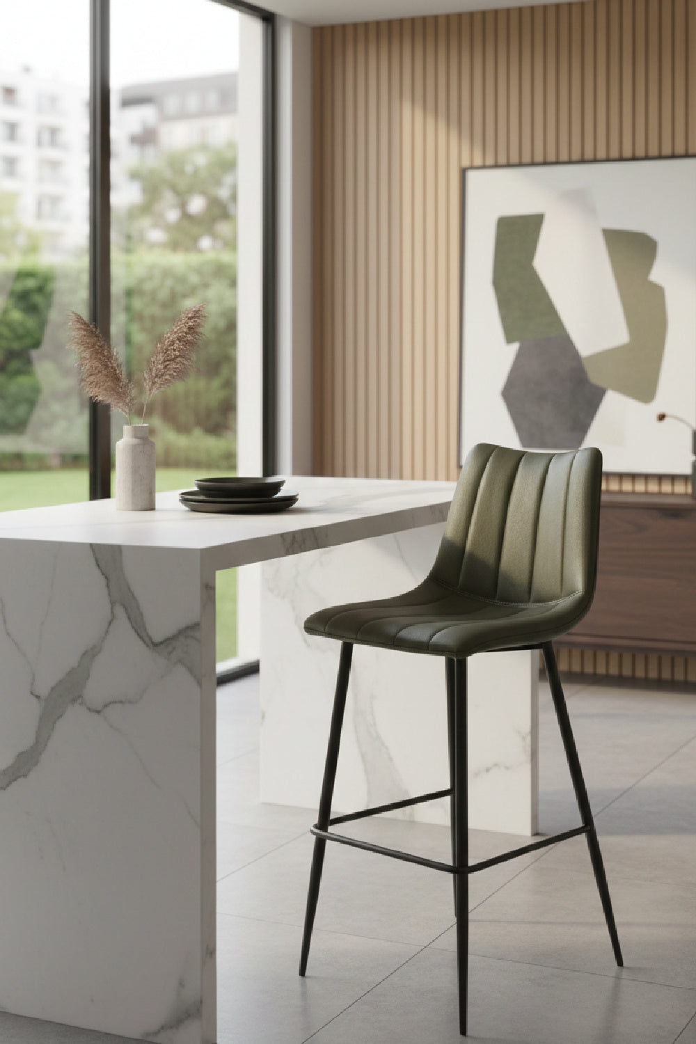 Modern European furniture - Vertical Stitched Bar Stools (2) - www.oroa.com