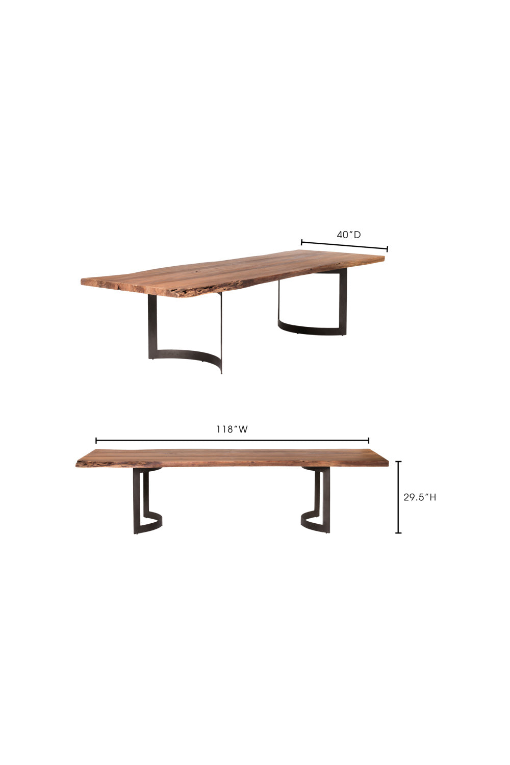 Solid Acacia Wood Dining Table | Novi Living Bent | Oroa.com