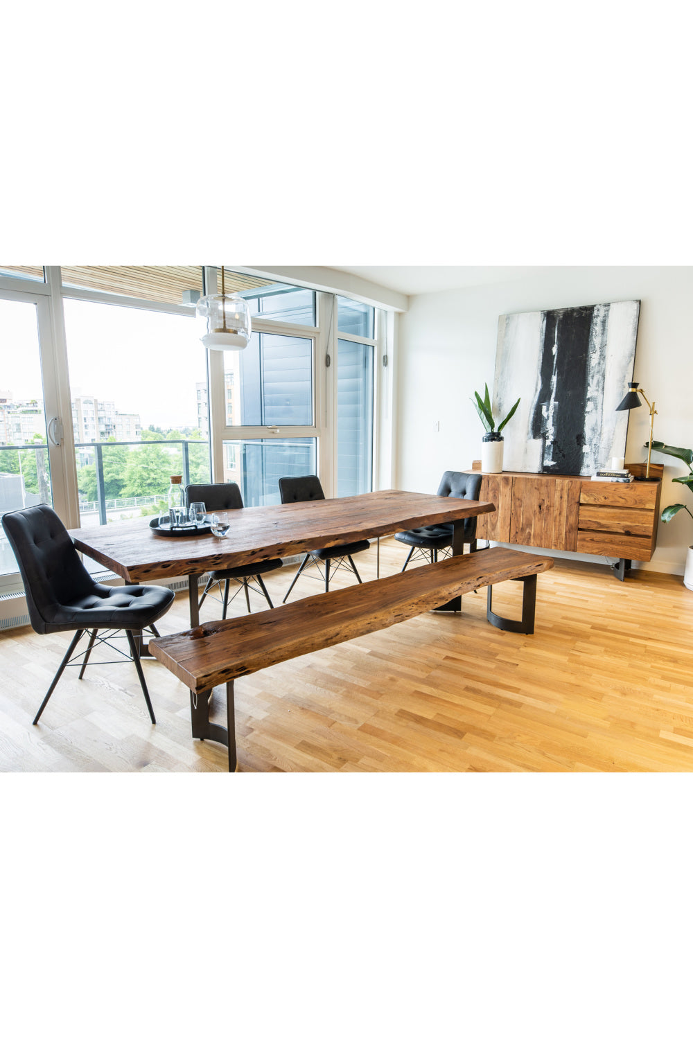 Solid Acacia Wood Dining Table | Novi Living Bent | Oroa.com
