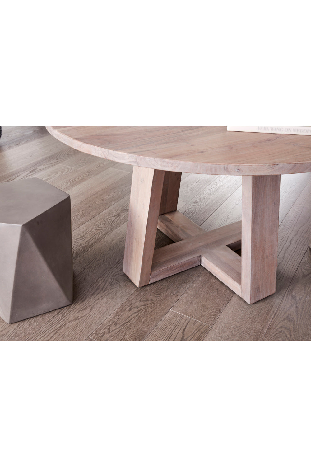 Whitewashed Acacia Round Dining Table | Novi Living Tanya