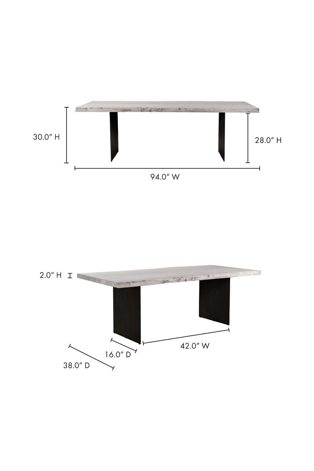 Modern European furniture - Whitewashed Acacia Dining Table - www.oroa.com