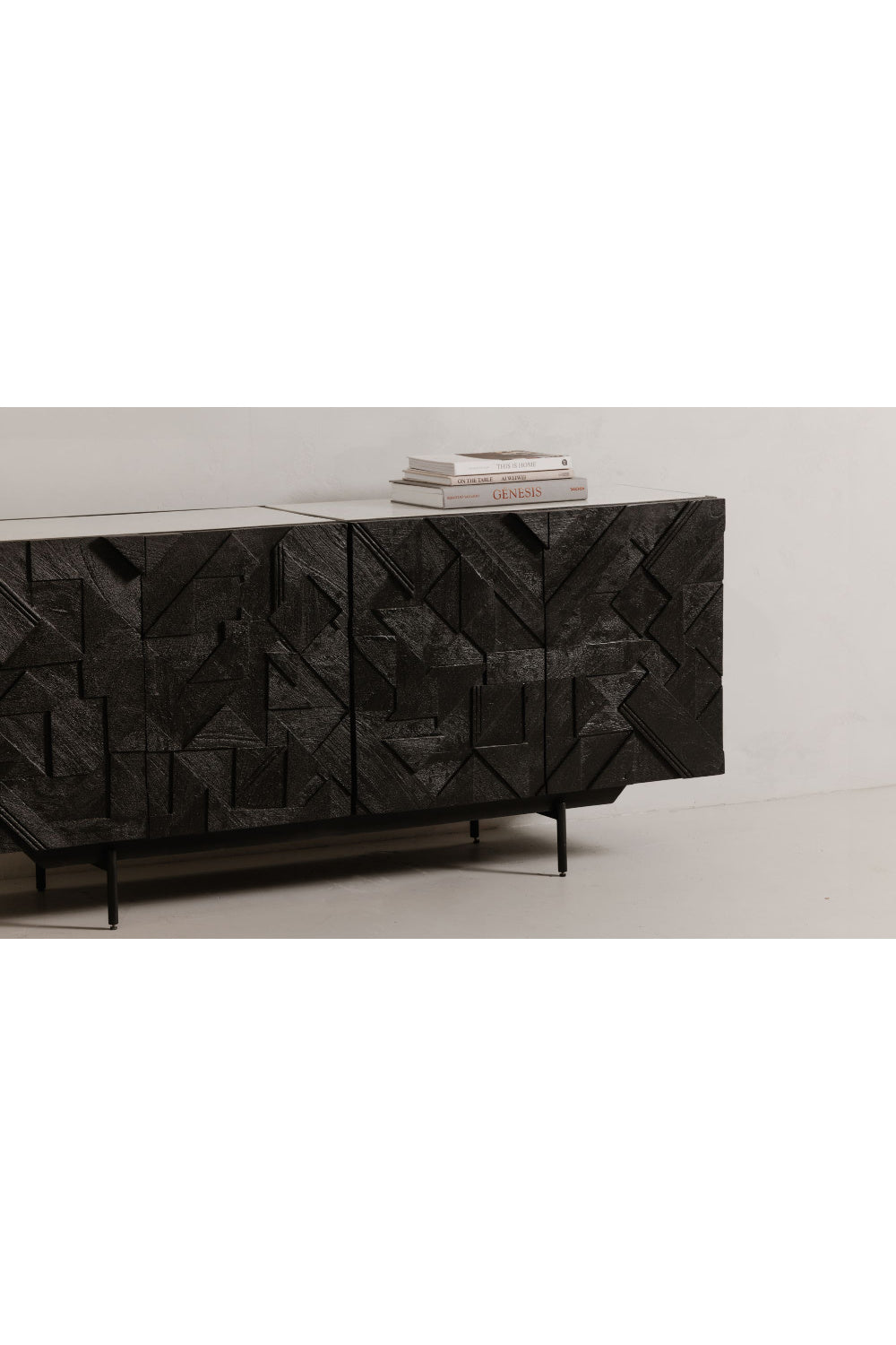 Modern European furniture - Carved Black Mango Wood Sideboard - www.oroa.com