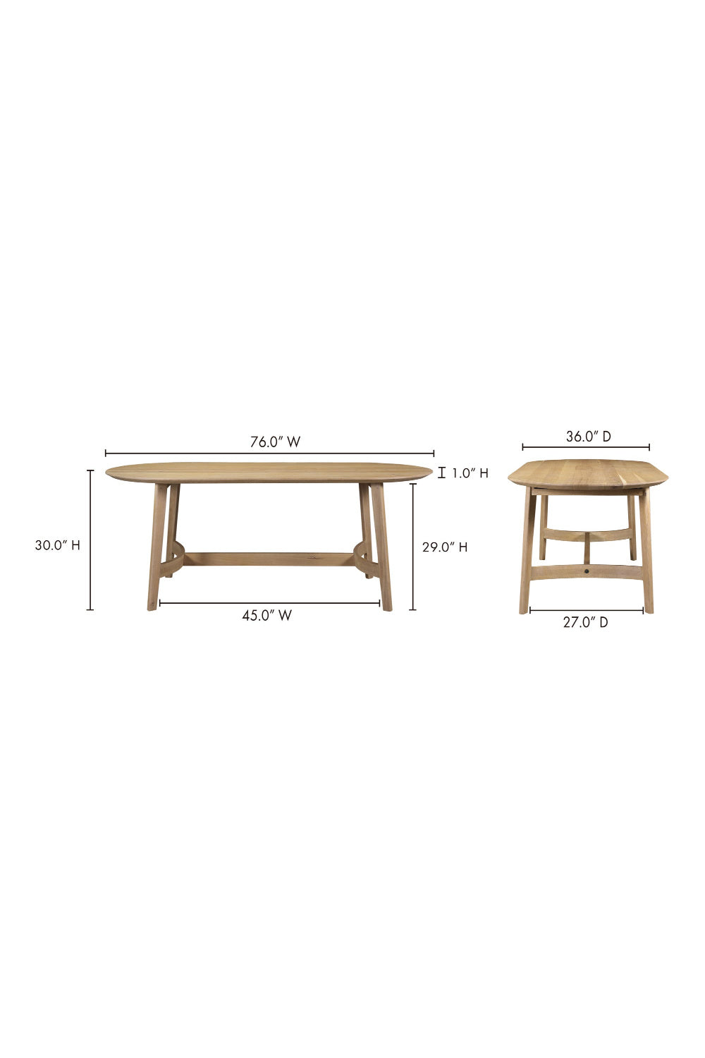 Oak Scandinavian Dining Table S | Novi Living Trie