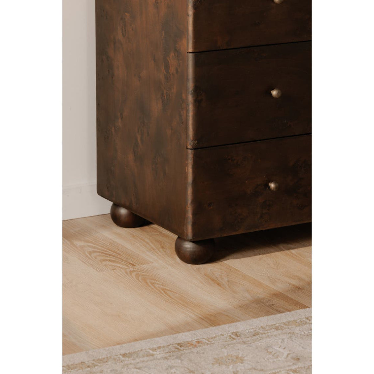 Modern or European furniture - Brown Burl 3-Drawer Nightstand - www.oroa.com