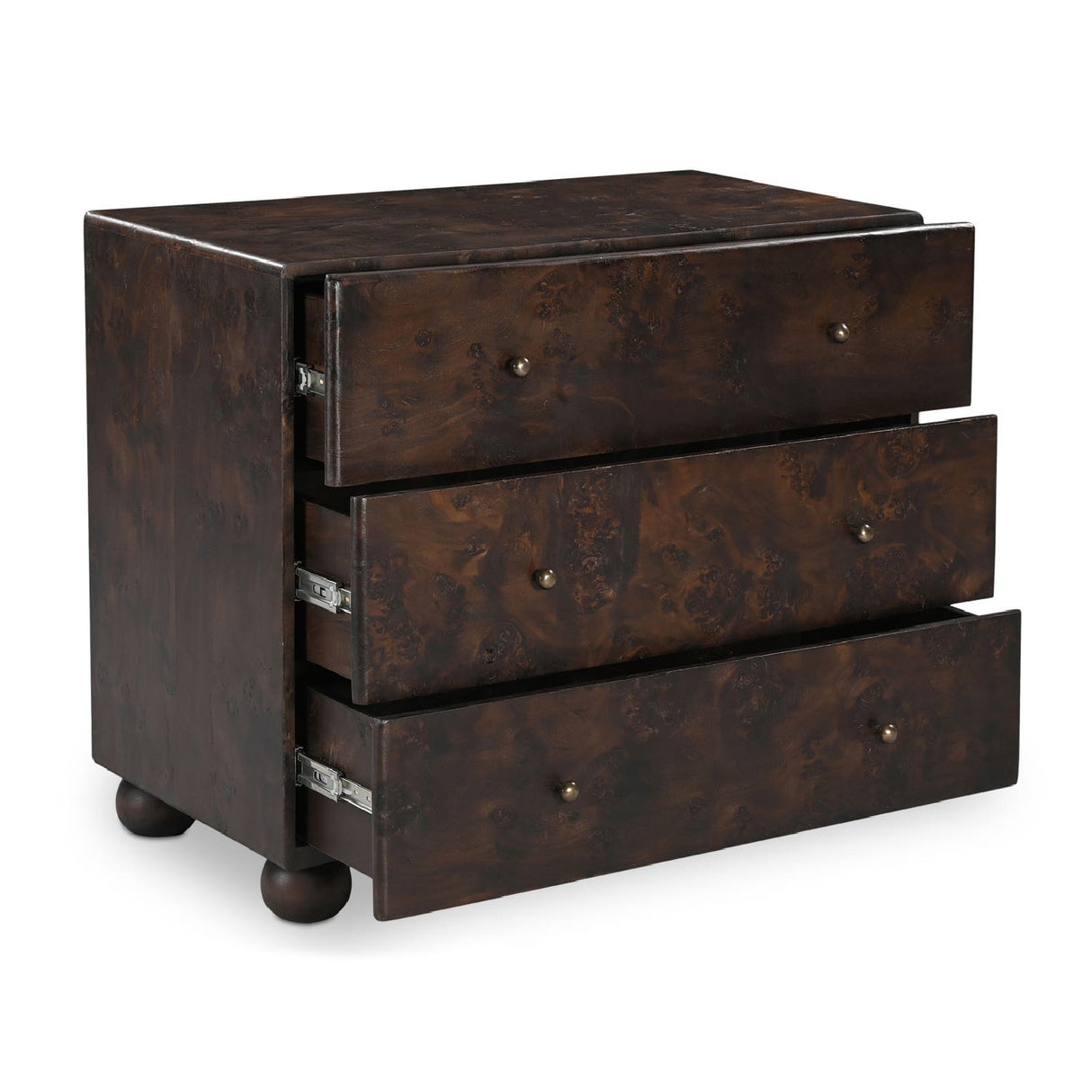 Modern or European furniture - Brown Burl 3-Drawer Nightstand - www.oroa.com