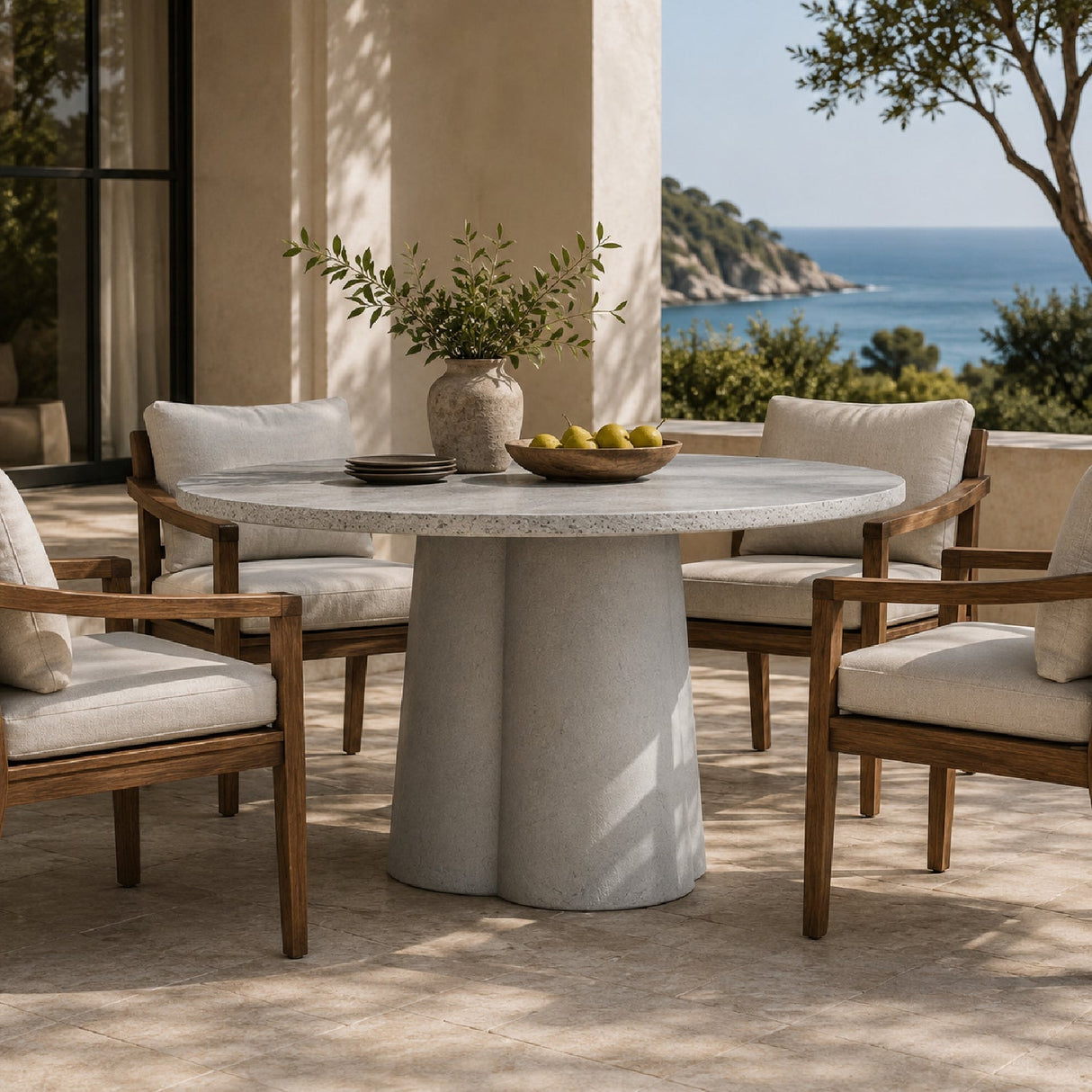 Modern European furniture - White Terrazzo Indoor/Outdoor Dining Table - www.oroa.com