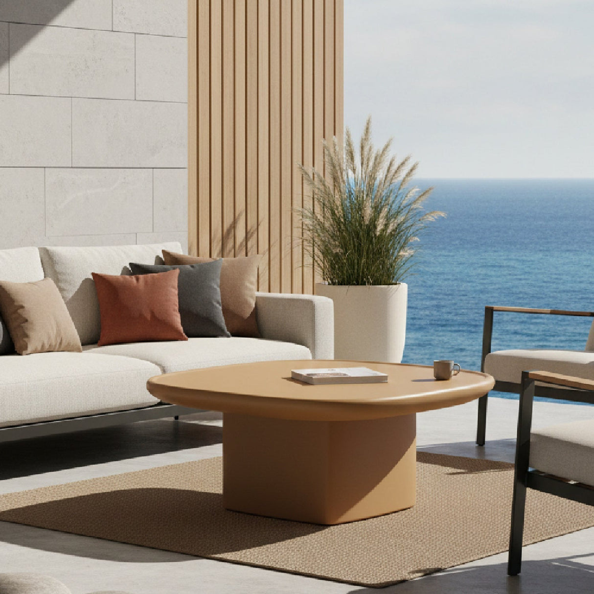 Modern European furniture - Oval Concrete Outdoor Coffee Table - www.oroa.com
