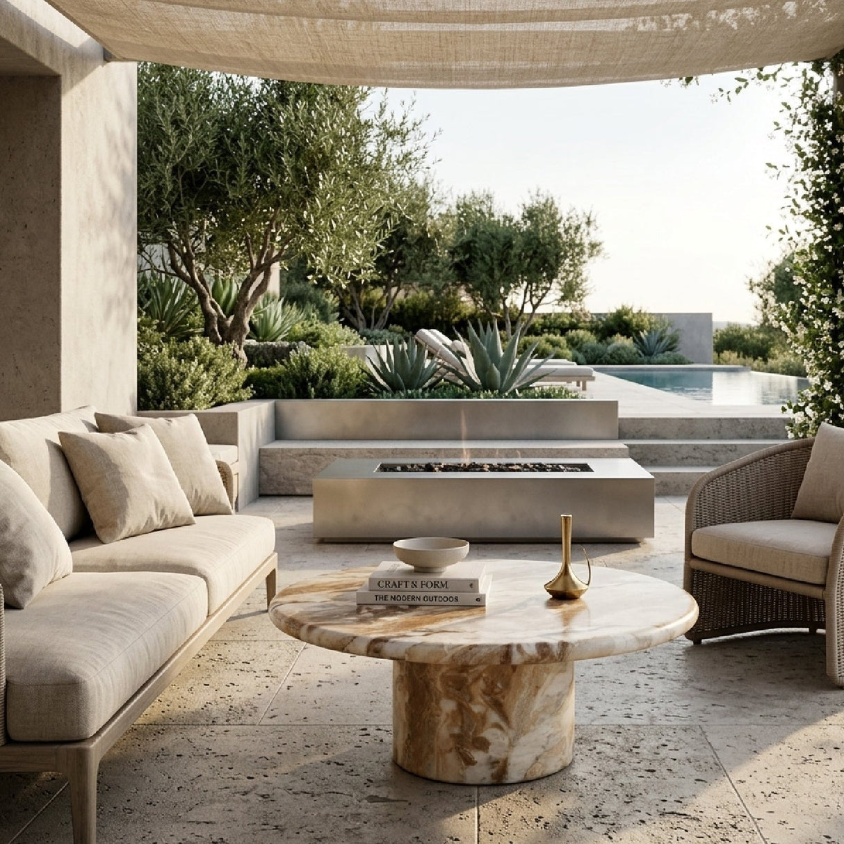 Modern European furniture - Outdoor Concrete Coffee Table - www.oroa.com